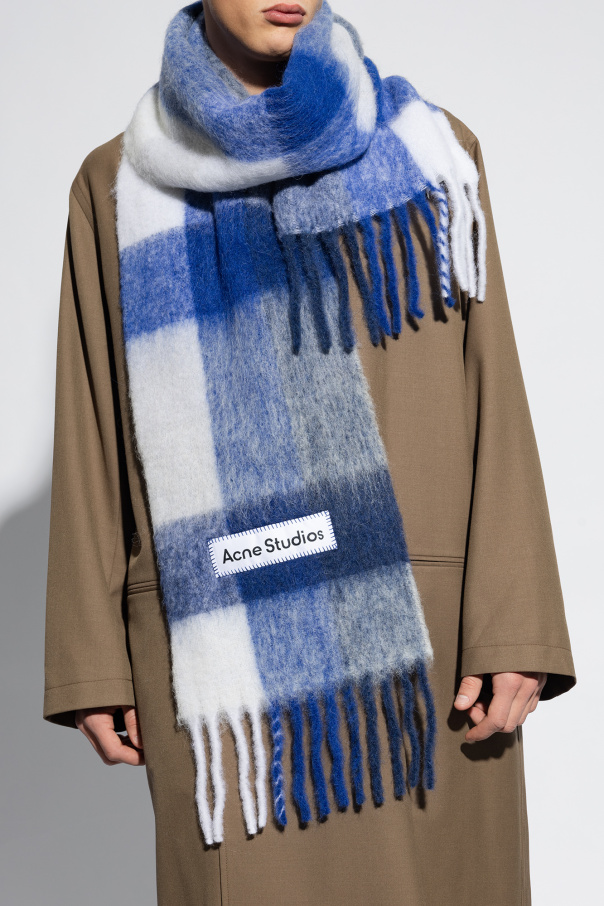 Acne Studios LOGO scarf navy/grey shops